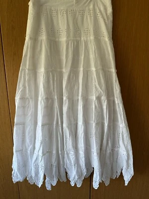 BNWOT Free People white cotton lace maxi skirt M lined boho Prairie UK 16 - 20 - Imagem 1 de 4