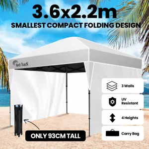 RED TRACK 3.6x2.2m Ultra Compact Folding Gazebo Outdoor Marquee w/ Walls White - Picture 1 of 9
