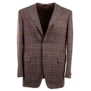 NWT $3195 SARTORIA PARTENOPEA Cocoa Brown-Blue Check Soft Wool Sport Coat 42 R - Picture 1 of 8