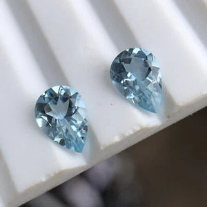 Par de peras aguamarina natural sin tratar 7x7 mm, par de peras aguamarina de 1 quilate - Imagen 1 de 4