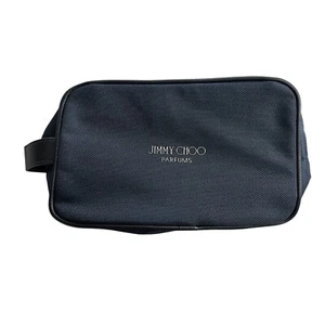 Jimmy Choo Unisex Toiletry Bag Cosmetic Case Travel Pouch Faux Leather Trim Blue - Picture 1 of 4