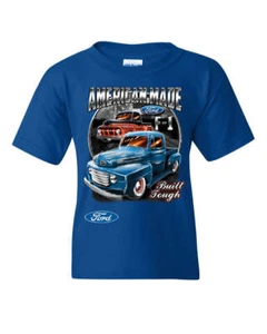Ford Pickup Trucks F1 Youth T-Shirt American Made Hot Rod Built Tough Kids Tee - Picture 1 of 8