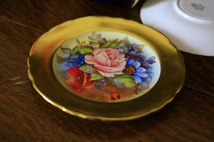 Aynsley JA Bailey Signed cabbage rose Inside Gold 6 1/4 Inches Plate - Picture 1 of 9
