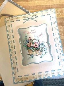 Vintage 1940s Greeting Card With Love To My Wife Floral Basket Design Oversized - Picture 1 of 9