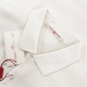 Luciano Barbera NWT Button Up Sport Shirt Size XL Solid White Knit Cotton - Picture 1 of 10