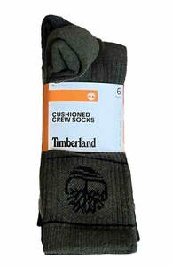 Timberland Men's Cushioned Crew Socks, 6-Pairs/ 12 Pack - Olive/Black Size 6-12 - Picture 1 of 6