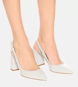 Pointed Toe Block Heel Pumps Slingback Chunky Heel Slip On - Picture 1 of 6