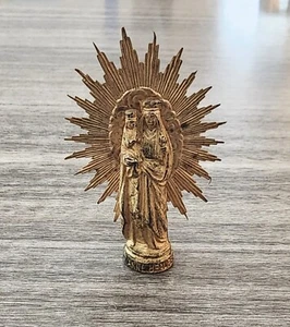 Vintage Saint Ann De Beaupre Statue Figurine Metal Gilt Catholic Rare - Picture 1 of 3