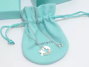 Tiffany & Co. Sterlingsilber Schablone ausgeschnitten Doppelkreuz Anhänger Halskette 16" - Bild 1 von 5