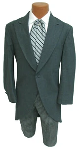 Men's Grey Chaps Morning Coat Cutaway Frock Long Tails Victorian Wedding 37R - Picture 1 of 4