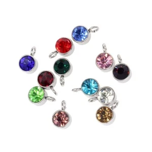 925 Sterling Silver Necklaces Crystal Birthstone Pendant Fashion Chain Included - Picture 1 of 22