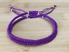 2pcs Couple Set - Purple String Silver Adjustable Braided Shamballa Bracelets