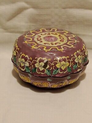 Chinese Canton Hand Painted Enamel On Copper Lidded Pot • 14.95£