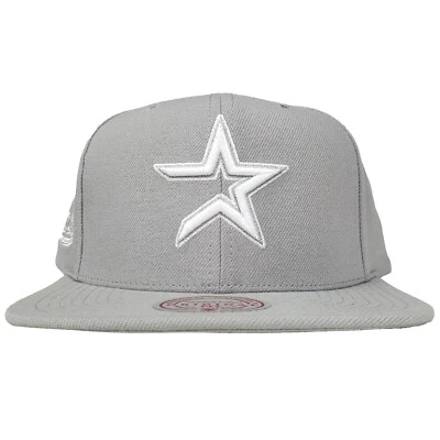 Houston Astros Mitchell & Ness MLB Snapback Hat Cap 3D Logo Side Logo Gray NWT - Image 1 of 4