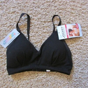 Jockey Retro Vibes Bralette Small Nero Leggero Imbottito Cotone Elasticizzato Maglia Costine Nuovo con etichette - Foto 1 di 2