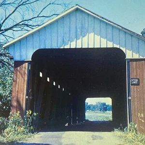 Postal cromada de Scipio Cuvered Bridge Sand Creek Indiana - Imagen 1 de 8