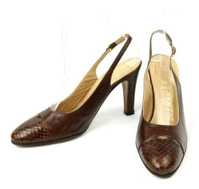 Zapatos de salón de cuero Delman vintage Deadstock tacones 6,5 nuevos años 70 Italia Foto 1 de 4