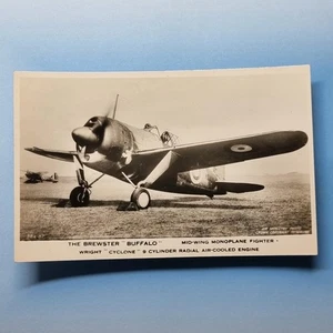 WW2 Aircraft Postcard C1940 Real Photo R.A.F Brewster Bufalo Mid Wing Fighter - Picture 1 of 2