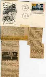 Apollo 11 "First Man on the Moon" 1969 Ersttagsbrief + Originalausschnitte - Bild 1 von 1