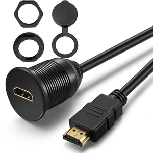 HDMI Panel Flush Mount Cable - 1 Meter 3Ft HDMI Extension Dash Flush Panel Mount - Picture 1 of 12