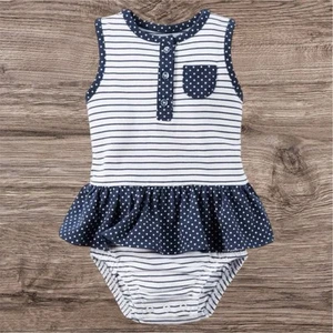 Traje de sol Carters azul marino blanco a rayas de una pieza conjunto bebé niña 18 meses nuevo con etiquetas - Imagen 1 de 2