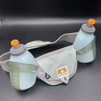 Cinto de corrida de hidratação Nathan pequeno ajustável com 2 garrafas de água de 10 oz gancho chave - Imagem 1 de 4