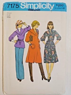 Simplicity 7175 Dress Top Sewing Pattern Ladies S 8 10 Cut VTG Loose Pockets - Image 1 of 4