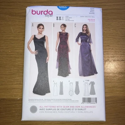 New Burda Sewing Pattern Long Dress No. 6866 Eur 36 to 48 - Image 1 of 3
