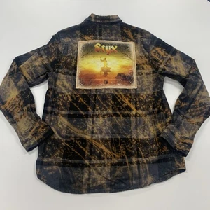 Angery Minnow Clothing Co Button Up Flannel Shirt Men’s Medium - Styx Patch - Picture 1 of 7