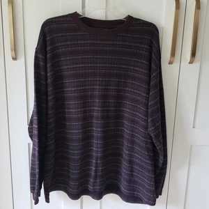Arrow USA 1851 Sweatshirt Mens XXL Maroon Long Sleeve Striped Ribbed Knit Shirt - Picture 1 of 6