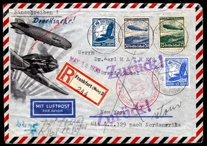 Zeppelin 1936, 1. NAF-Hindenburg, R-Brief, Frankfurt-Nueva York 9.5.36 - Imagen 1 de 2
