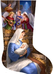 Needlepoint Handpainted Liz Goodrick Dillon Christmas Stocking Madonna Angels - Picture 1 of 4