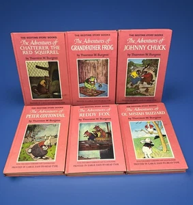 6 Vintage Thornton Burgess Bedtime Story Books Pink Covers 1940’s 2 5 6 11 14 20 - Imagen 1 de 24