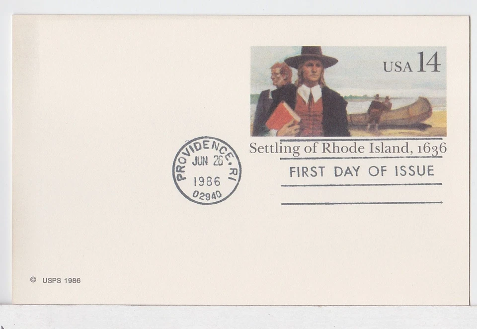 TurtlesTradingPost- Rhode Island 350 Anniversary 1986 #UX112 FDC Artcraft Cachet - Image 1 of 1