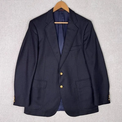 Blazer Abrigo Chaqueta Hombre 43L Botones Dorados Vintage English Manor Azul Marino Lana Franela Foto 1 de 4
