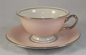 Castleton Shell Pink Footed Cup and Saucer Set - Picture 1 of 2
