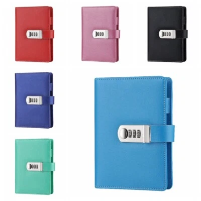 A6 PU Leather Diaries Journals Notebook With Code Lock Secret Diary - Image 1 of 2
