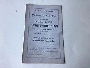 Berkshire pure bred pigs 1900 4 page Auction Catalogue Ref 55938 - Picture 1 of 3