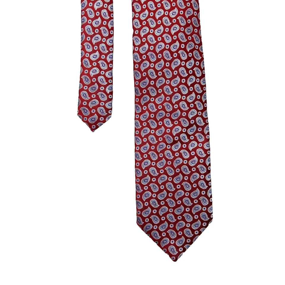 Corbata para hombre The Savile Row roja azul cachemira 3,5”x 58” 100 % seda pura Foto 1 de 4