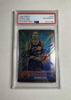 Grant Hill Signed 1994 Topps Finest PSA/DNA Auto Detroit Pistons NBA Rookie Card - Image 1 of 2