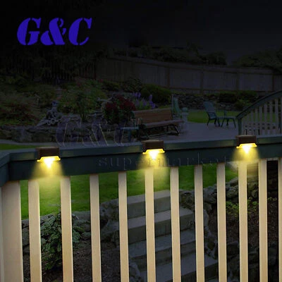 4/8Pcs Solar Powered LED Deck Lights Outdoor Path Garden Stairs Step Fence Lamp - Image 1 of 4