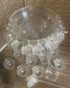 Vintage Anchor Hocking Wexford 39 Piece Punch Bowl Set USA Original Box - Picture 1 of 16