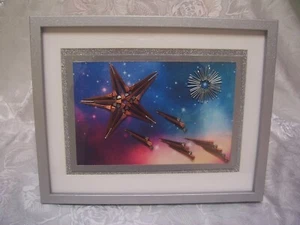 RUSTIC HORSESHOE NAIL ART FRAMED READY TO HANG "SHOOTING STAR" IDEAL GIFT - Picture 1 of 10