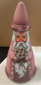 WOODEN SANTA CLAUSE FIGURINE FOLK ART CONE SHAPED HAND CARVED & PAINTED (RARE) - Picture 1 of 9