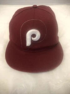 Vintage Philadelphia Phillies Maroon Plain Logo Starter Hat 100% Wool (7 1/8””) - Picture 1 of 11