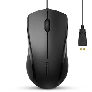 RAPOO N1600 Silent Wired Optical Mouse 1000 DPI Computer Mice for PC Laptop - Picture 1 of 13