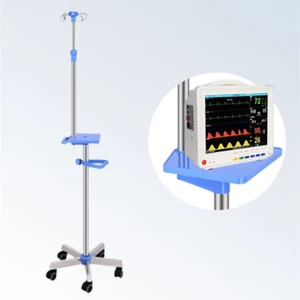 Infusionsständer Edelstahl Höhenverstellbar Tropfbeutelständer 4 Haken 5 Rollen - Bild 1 von 10