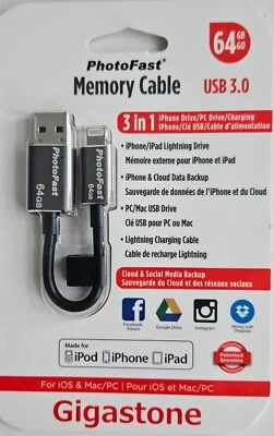 Gigastone 64GB USB 3.0 Memory Cable with Lightning Connector MFi-Certified - Image 1 of 4