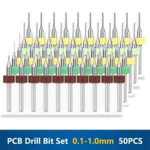 XCAN 50Stk HM PCB Bohrer Set Für Leiterplatten 0,1 0,4 0,5 0,9 1mm Fräser - Bild 1 von 10