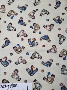Raggedy Ann & Andy cotton fabric by the yard - Picture 1 of 3